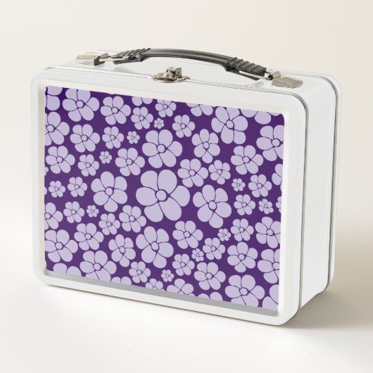 Blume Muster - Lila Metall Brotdose (Vorderseite)