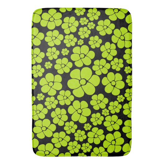 Blume Muster - Limettengrün Badematte (Vorderseite Vertikal)