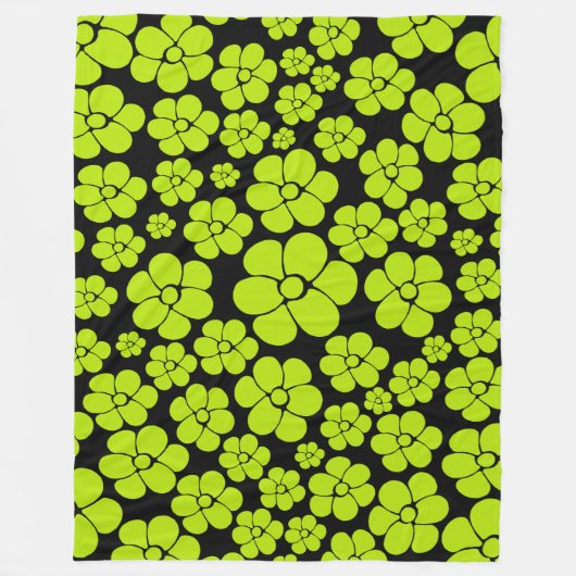 Blume Muster - Limettengrün Fleecedecke (Vorderseite)