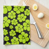 Blume Muster - Limettengrün Geschirrtuch (Viertel Falte)