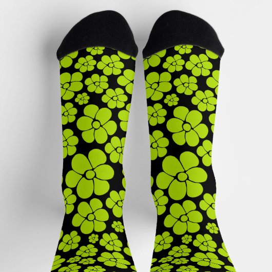Blume Muster - Limettengrün Socken (Oben)