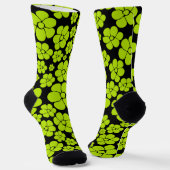 Blume Muster - Limettengrün Socken (Gewinkelt)