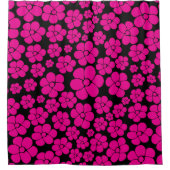 Blume Muster - Magenta und Schwarz Duschvorhang (Vorderseite)
