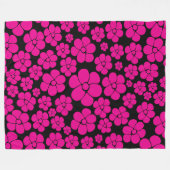 Blume Muster - Magenta und Schwarz Fleecedecke (Vorderseite (Horizontal))