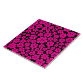 Blume Muster - Magenta und Schwarz Fliese (Seite)