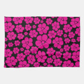 Blume Muster - Magenta und Schwarz Geschirrtuch (Horizontal)