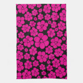 Blume Muster - Magenta und Schwarz Geschirrtuch (Vertikal)