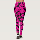 Blume Muster - Magenta und Schwarz Leggings (Rückseite)