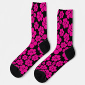 Blume Muster - Magenta und Schwarz Socken (Linkes Detail)