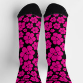 Blume Muster - Magenta und Schwarz Socken (Oben)