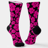 Blume Muster - Magenta und Schwarz Socken (Gewinkelt)