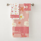 Blume-Muster Monogramm Rosa Badhandtuch Set (Insitu)