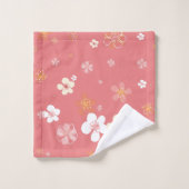 Blume-Muster Monogramm Rosa Badhandtuch Set (Waschlappen)