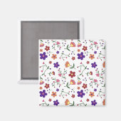 Blume Muster Naturdesign Flora Pflanze Magnet (Vorderseite/Rückseite)