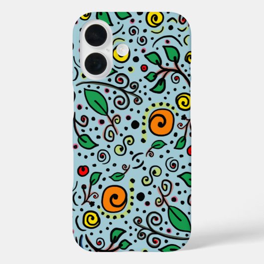 Blume Muster orange Schwenken Berry auf Aquamarin Case-Mate iPhone Hülle (Rückseite)