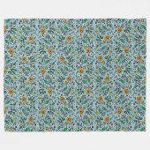 Blume Muster orange Schwenken Berry auf Aquamarin Fleecedecke (Vorderseite (Horizontal))