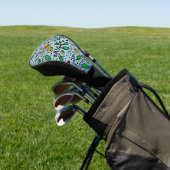 Blume Muster orange Schwenken Berry auf Aquamarin  Golf Headcover (In SItu)