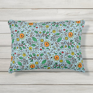 Blume Muster orange Schwenken Berry auf Aquamarin Kissen Für Draußen
