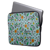 Blume Muster orange Schwenken Berry auf Aquamarin Laptopschutzhülle (Vorderseite Links)