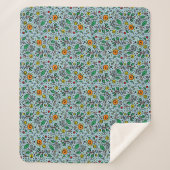 Blume Muster orange Schwenken Berry auf Aquamarin Sherpadecke (Vorderseite)