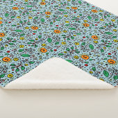Blume Muster orange Schwenken Berry auf Aquamarin Sherpadecke (3/4)
