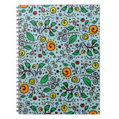 Blume Muster orange Swirl Berry auf Aquamarin Notizblock (Vorderseite)