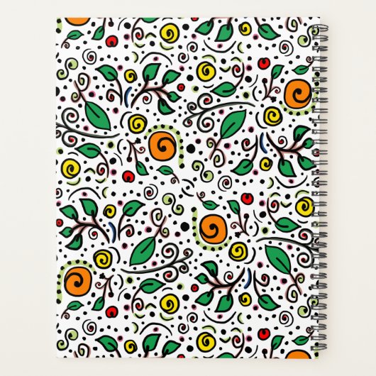 Blume Muster orange Swirl Berry White - Planer (Rückseite)