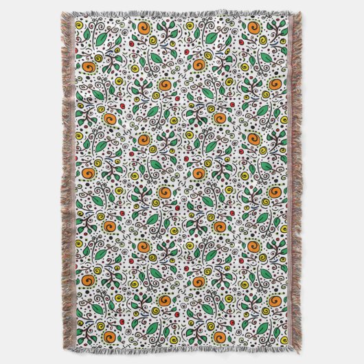 Blume Muster orange Swirt Berry auf Weiß - Decke (Vorderseite Vertikal)