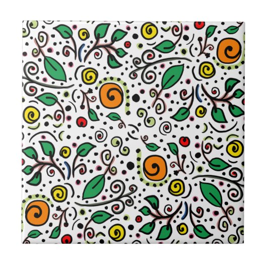 Blume Muster orange Swirt Berry auf Weiß - Fliese (Vorderseite)