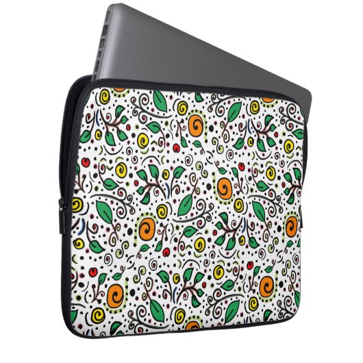 Blume Muster orange Swirt Berry auf Weiß - Laptopschutzhülle (Vorne Rechts)