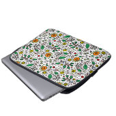 Blume Muster orange Swirt Berry auf Weiß - Laptopschutzhülle (Vorne Knopf)
