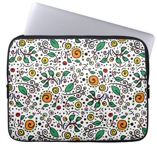 Blume Muster orange Swirt Berry auf Weiß - Laptopschutzhülle (Vorderseite)