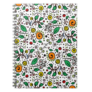 Blume Muster orange Swirt Berry auf Weiß - Notizblock