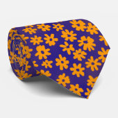 Blume Muster - Orange und Blau Krawatte (Gerollt)