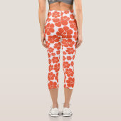 Blume Muster - Orange und Weiß Capri Leggings (Rückseite)
