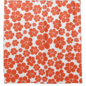Blume Muster - Orange und Weiß Duschvorhang (Vorderseite)