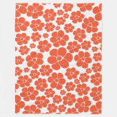 Blume Muster - Orange und Weiß Fleecedecke (Vorderseite)