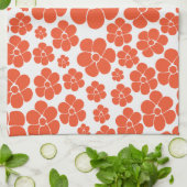 Blume Muster - Orange und Weiß Geschirrtuch (Gefaltet)
