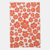 Blume Muster - Orange und Weiß Geschirrtuch (Vertikal)