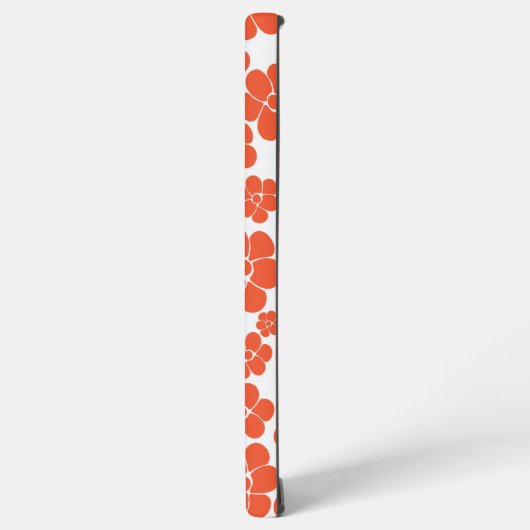Blume Muster - Orange und Weiß Samsung Galaxy Hülle (Linke Seite)