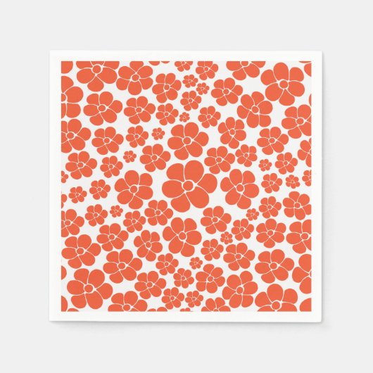 Blume Muster - Orange und Weiß Serviette (Vorderseite)