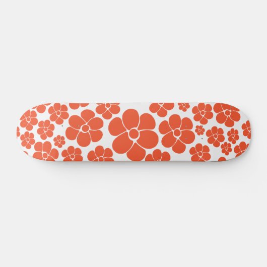 Blume Muster - Orange und Weiß Skateboard (Horizontal)