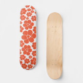 Blume Muster - Orange und Weiß Skateboard (Vorderseite)
