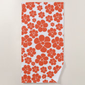 Blume Muster - Orange und Weiß Strandtuch (Vorderseite)