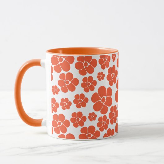 Blume Muster - Orange und Weiß Tasse (Links)