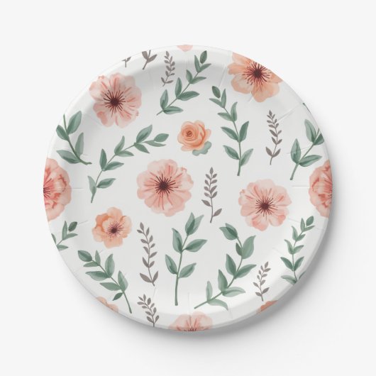 Blume Muster Party Papierplatte Pappteller (Vorderseite)