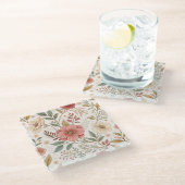 Blume Muster Pastel Color Mama Glasuntersetzer (Schrägansicht)