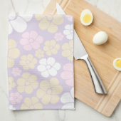 Blume Muster - Pastellrosa, Gelb und Lila Geschirrtuch (Viertel Falte)