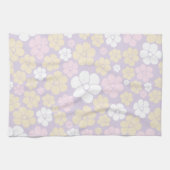 Blume Muster - Pastellrosa, Gelb und Lila Geschirrtuch (Horizontal)