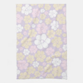 Blume Muster - Pastellrosa, Gelb und Lila Geschirrtuch (Vertikal)